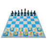 Jeu d'échecs pliable en carton blanc/bleu 47 cm pièces STAUNTON n°6 économiques feutrées