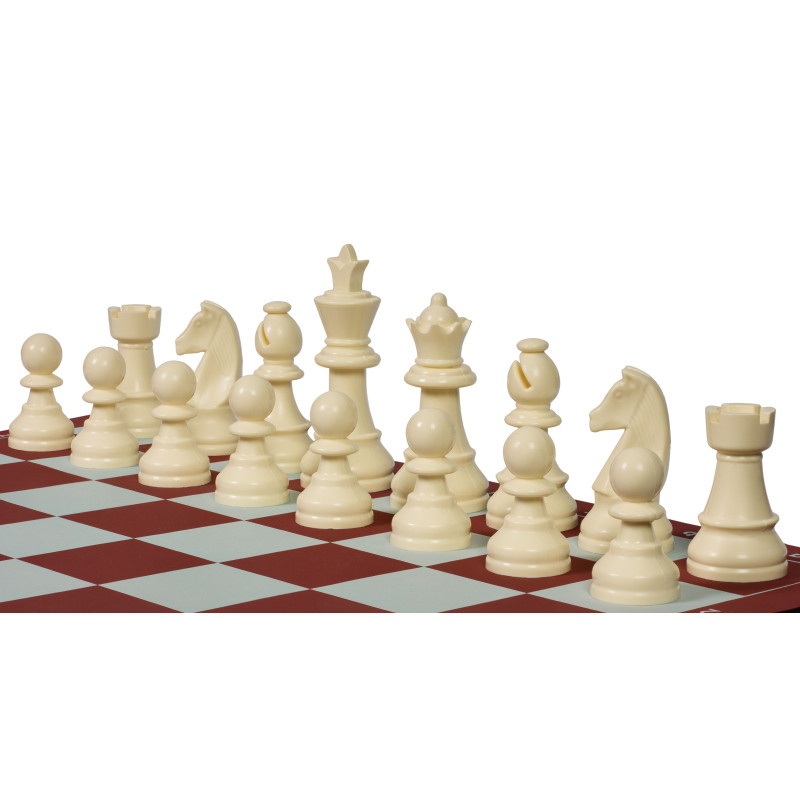 Jeu D'échecs En Marbre Blanc Et Bordeaux - Occasion