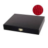 Coffret de rangement luxe bois bouleau noir pour pièces d'échecs STAUNTON n°5 - feutrine rouge