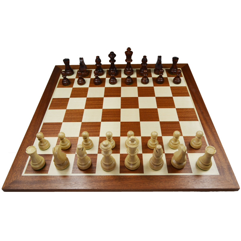 Jeu d'échecs bois sycomore/acajou pièces STAUNTON n°6 charme - taille 5+