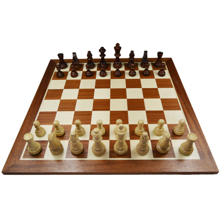 Jeu d'échecs bois sycomore/acajou pièces STAUNTON n°6 charme - taille 5+