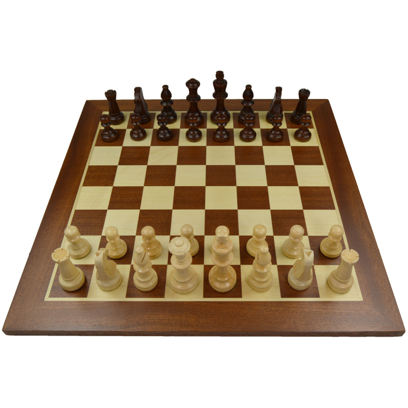 Jeu d'échecs bois sycomore/acajou pièces STAUNTON n°5 schima wallichii - taille 4+