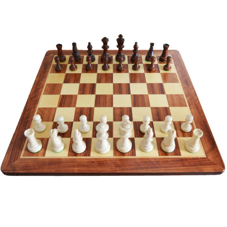 Jeu d'échecs bois padouk coins arrondis pièces STAUNTON n°5 charme 92mm - taille 5