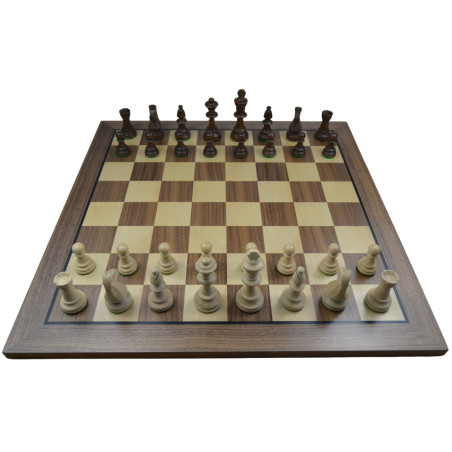 Jeu d'échecs bois noyer bordure noire pièces STAUNTON n°6 charme - taille 5+