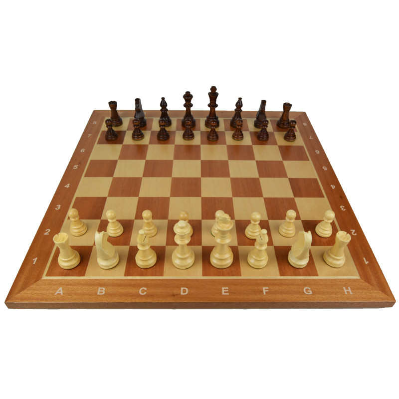 Jeu d'échecs bois sycomore/acajou pièces STAUNTON n°6 schima - numéroté taille 6
