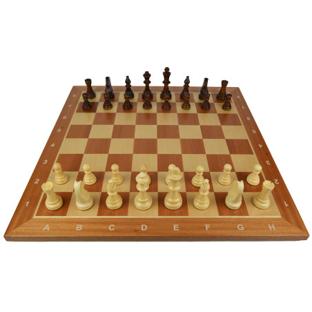 Jeu d'échecs bois sycomore/acajou pièces STAUNTON n°6 schima - numéroté taille 6