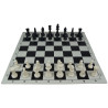 Jeu d'échecs en vinyle blanc/noir 51 cm pièces STAUNTON n°6 feutrées crème/noir