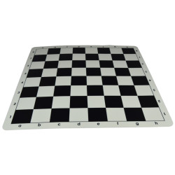 Jeu d'échecs en silicone blanc/noir 51 cm pièces plastique lestées feutrées style indien