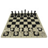 Jeu d'échecs en silicone blanc/noir 51 cm pièces plastique lestées feutrées style indien