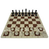 Jeu d'échecs en silicone blanc/marron 51 cm pièces plastique lestées feutrées style indien