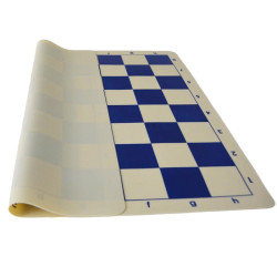 Jeu d'échecs en silicone blanc/bleu 51 cm pièces plastique lestées feutrées style indien