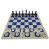 Jeu d'échecs en silicone blanc/bleu 51 cm pièces plastique lestées feutrées style indien