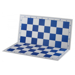 Jeu d'échecs pliable en plastique blanc/bleu 51 cm pièces lestées feutrées style indien