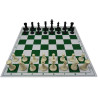 Jeu d'échecs pliable en plastique blanc/vert 51 cm pièces lestées feutrées style indien