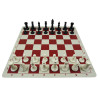 Jeu d'échecs en silicone blanc/rouge 51 cm pièces plastique lestées feutrées style indien