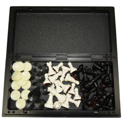 Jeu d'échecs/dames de voyage magnétique plastique - 25 cm