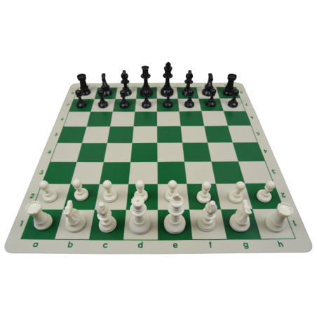 Jeu d'échecs en silicone blanc/vert 51 cm pièces Club STAUNTON n°6 économiques feutrées