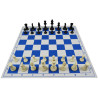 Jeu d'échecs pliable en plastique blanc/bleu 51 cm pièces Club STAUNTON n°6 économiques feutrées