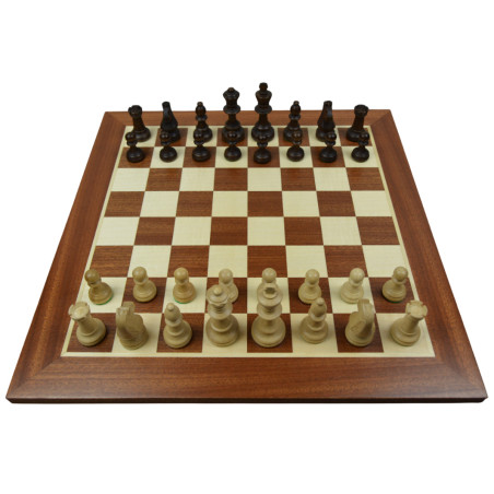 Jeu d'échecs bois sycomore/acajou pièces STAUNTON n°4 charme - taille 4