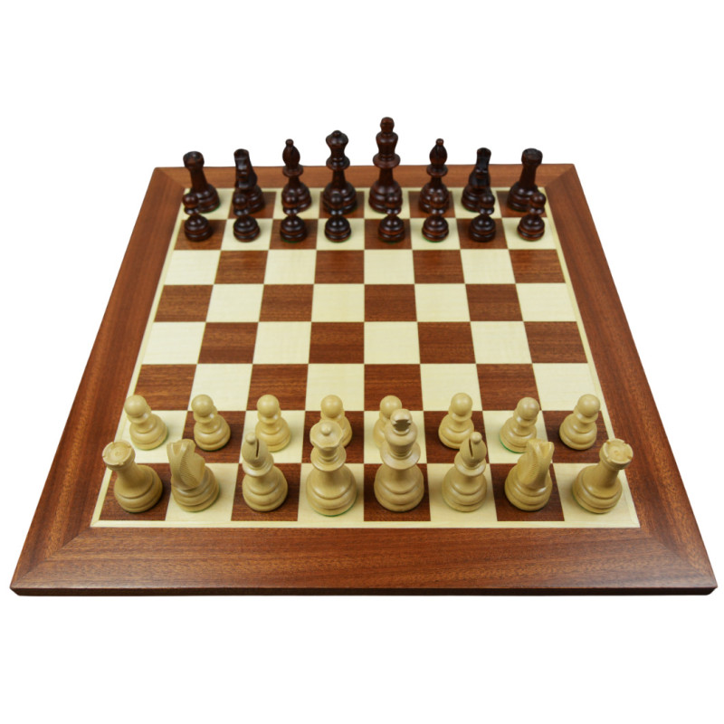Jeu d'échecs bois sycomore/acajou pièces STAUNTON n°4 charme 85mm - taille 4