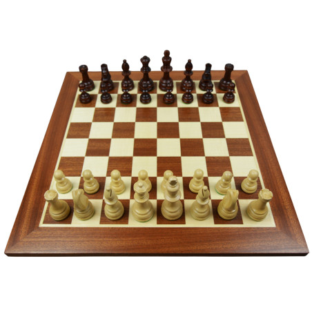 Jeu d'échecs bois sycomore/acajou pièces STAUNTON n°4 charme 85mm - taille 4