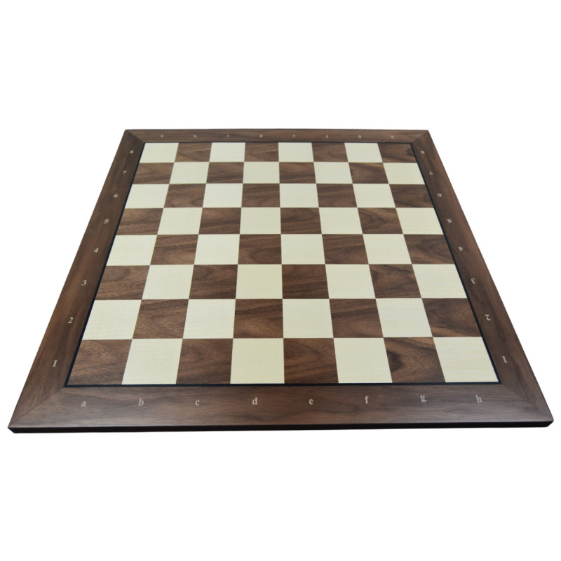 Échiquier en bois noyer numéroté bordure noire 48 cm - taille 5 (avec défaut)