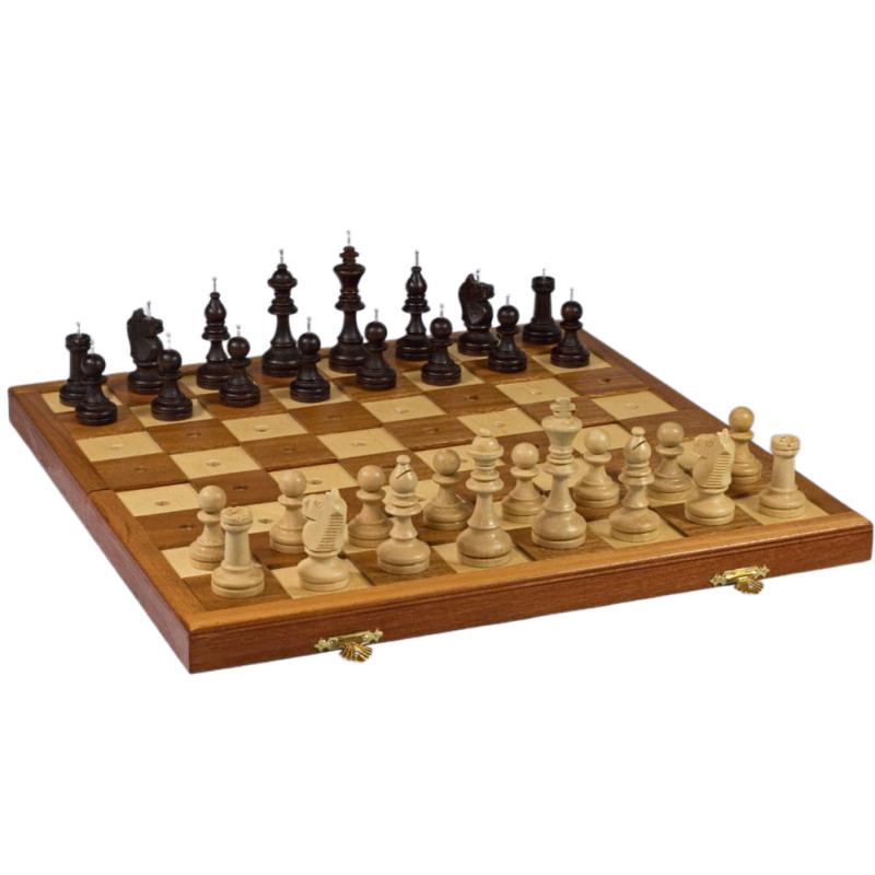 Jeu d'échecs pliant pour malvoyants hêtre/bouleau pièces bois charme - 35 cm