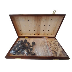 Jeu d'échecs pliant pour malvoyants hêtre/bouleau pièces bois charme - 35 cm