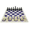 Jeu d'échecs en vinyle blanc/bleu 51cm pièces plastique lestées feutrées style indien 104mm