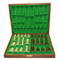 Coffret de rangement luxe bois bouleau avec pièces d'échecs STAUNTON n°5 charme 92mm