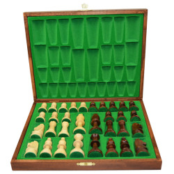 Coffret de rangement luxe bois bouleau avec pièces d'échecs STAUNTON n°5 schima