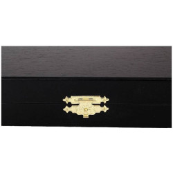 Coffret de rangement luxe bois bouleau noir feutrine verte avec pièces d'échecs STAUNTON n°5 ébonisées charme