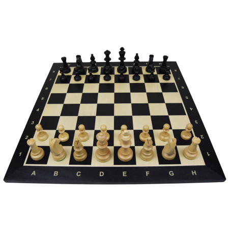 Jeu d'échecs bois acajou noir pièces STAUNTON ébonisées charme - numéroté taille 5