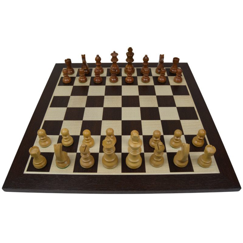 Jeu d'échecs bois wengé pièces STAUNTON style allemand acacia/buis - taille 5