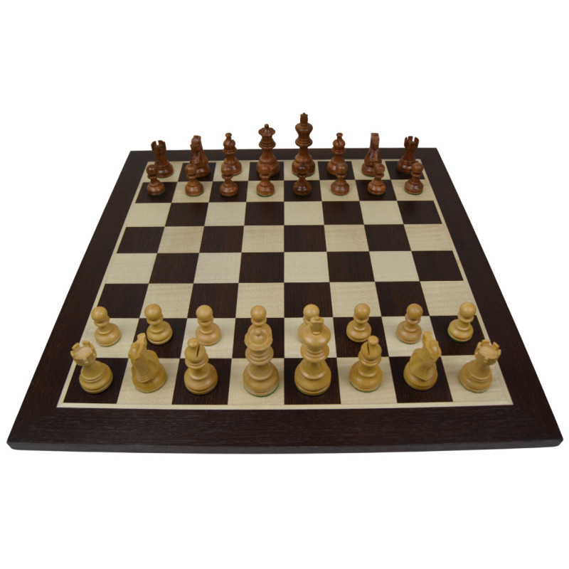 Jeu d'échecs bois wengé pièces STAUNTON style classique acacia/buis - taille 5
