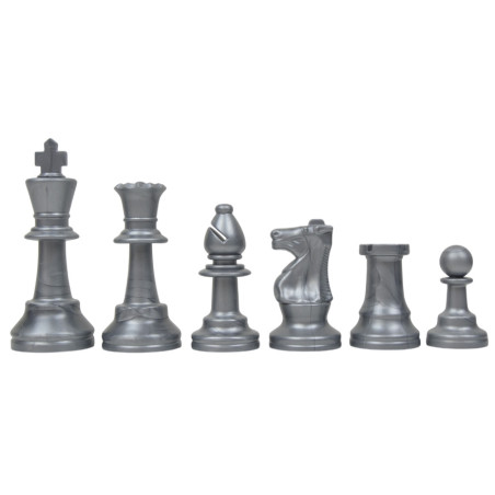 17 pièces d'échecs STAUNTON n°6 plastique feutrées argent