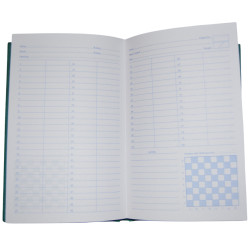 Carnet de notation vert 100 parties d'échecs