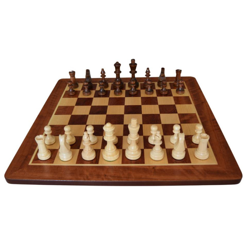 Jeu d'échecs bois padouk coins arrondis pièces STAUNTON n°4 schima wallichii - taille 4