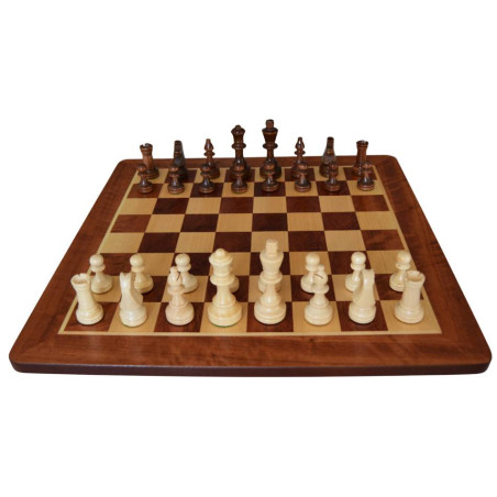 Jeu d'échecs bois padouk coins arrondis pièces STAUNTON n°4 schima wallichii - taille 4