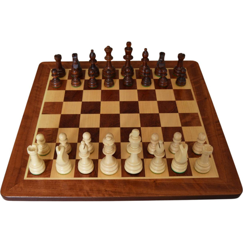 Jeu d'échecs bois padouk coins arrondis pièces STAUNTON n°4 charme 85mm - taille 4