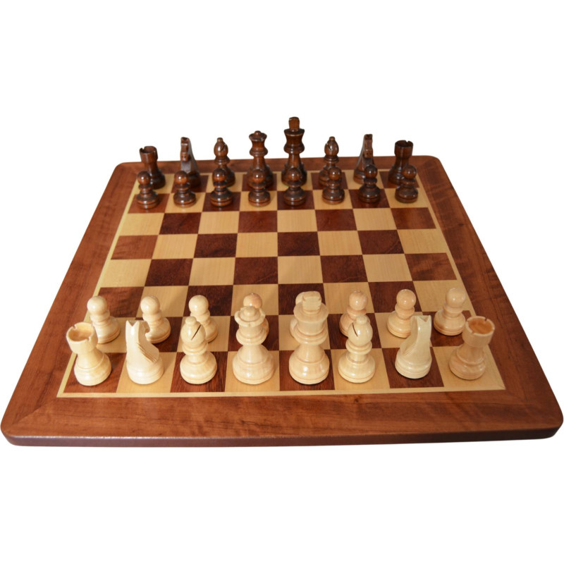 Jeu d'échecs bois padouk coins arrondis pièces STAUNTON style allemand schima 76 mm - taille 4