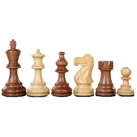 Pièces d'échecs STAUNTON style classique acacia/buis lestées feutrées 76 mm