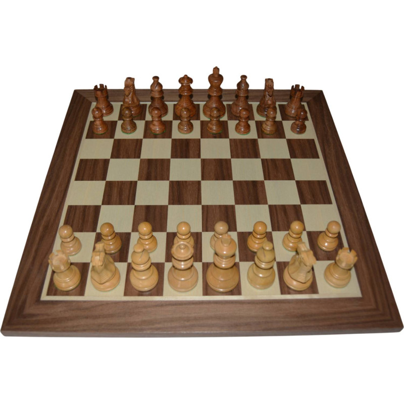 Jeu d'échecs bois noyer pièces STAUNTON style classique acacia/buis - taille 4