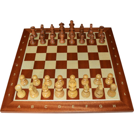 Jeu d'échecs bois sycomore/acajou pièces STAUNTON style Français acacia/buis - numéroté taille 4
