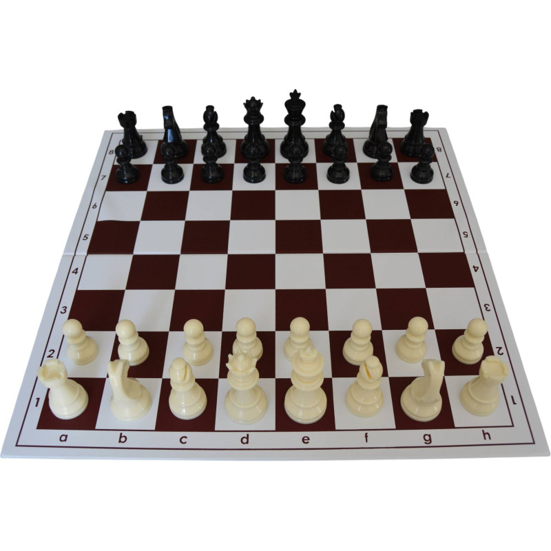 Jeu d'échecs pliable en plastique blanc/marron 43 cm pièces STAUNTON économiques 85 mm