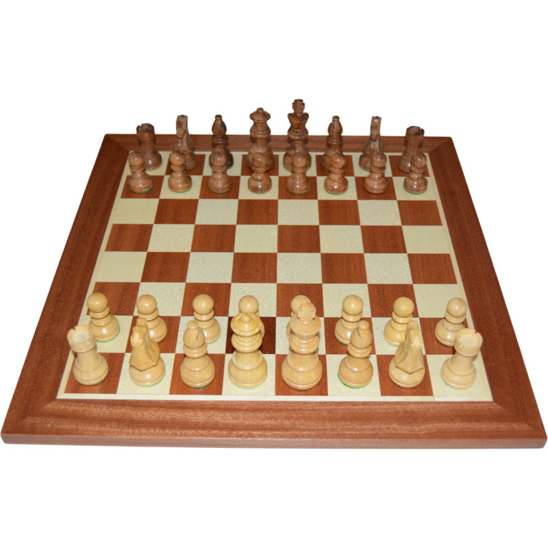 Jeu d'échecs bois sycomore/acajou pièces STAUNTON style Français acacia/buis - taille 4