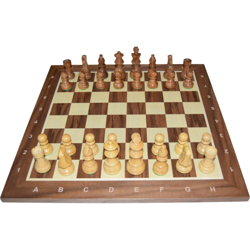 Jeu d'échecs bois noyer pièces STAUNTON style Français acacia/buis - numéroté taille 4