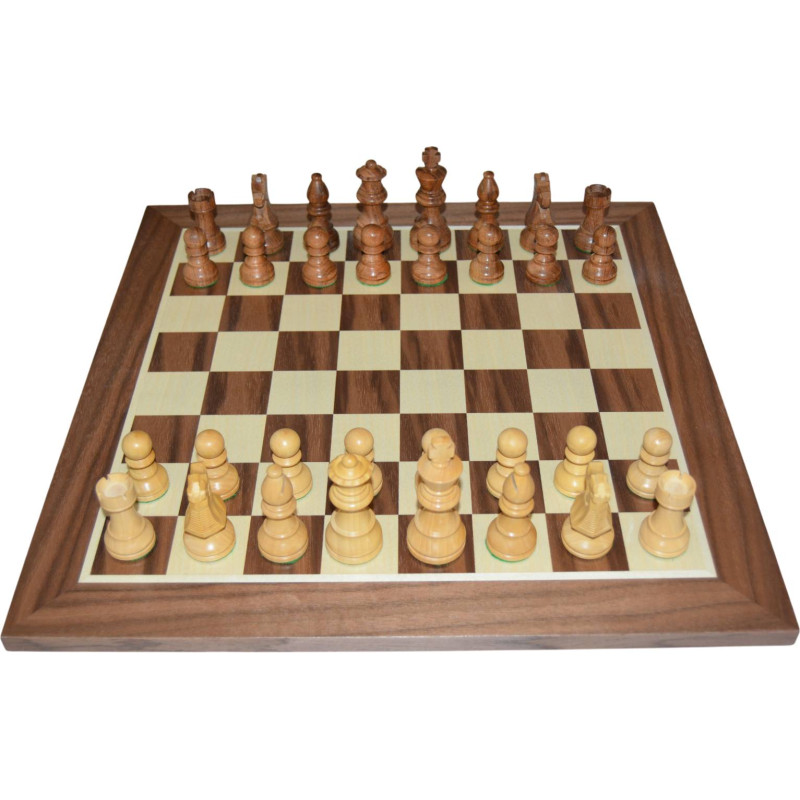 Jeu d'échecs bois noyer pièces STAUNTON style Français acacia/buis - taille 4