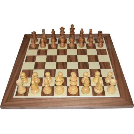 Jeu d'échecs bois noyer pièces STAUNTON style Français acacia/buis - taille 4