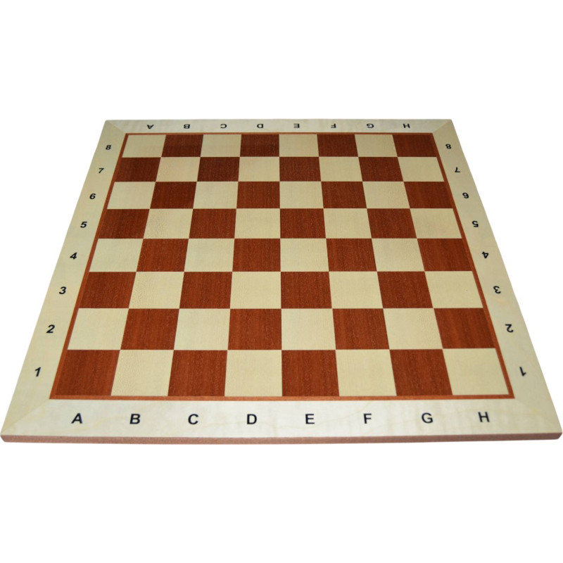 Échiquier en bois sycomore/acajou numéroté bord clair 48 cm - taille 5